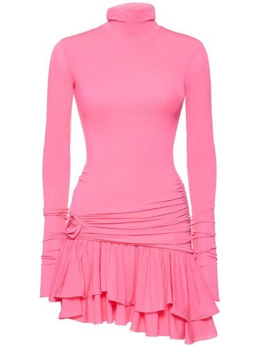 Jersey Turtleneck Draped Mini Dress - BLUMARINE - Modalova