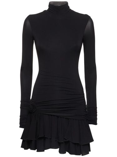 Jersey Turtleneck Draped Mini Dress - BLUMARINE - Modalova