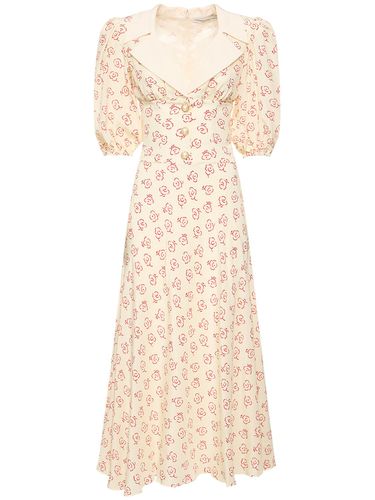 Printed Silk Twill Puffsleeve Midi Dress - ALESSANDRA RICH - Modalova