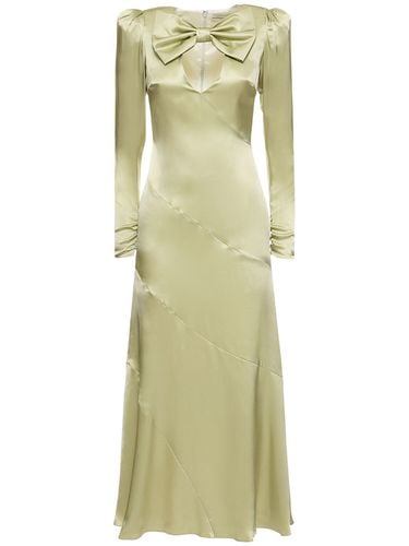 Silk Satin Midi Dress W/ Bow & Cutout - ALESSANDRA RICH - Modalova