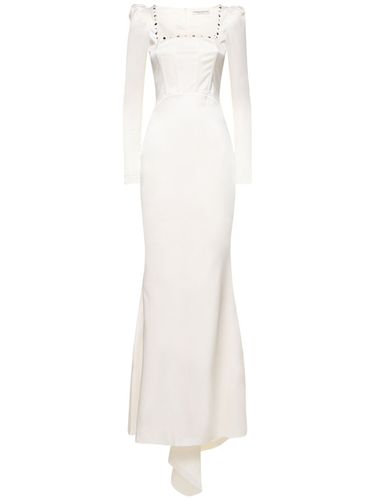 Studded Silk Satin Long Evening Dress - ALESSANDRA RICH - Modalova