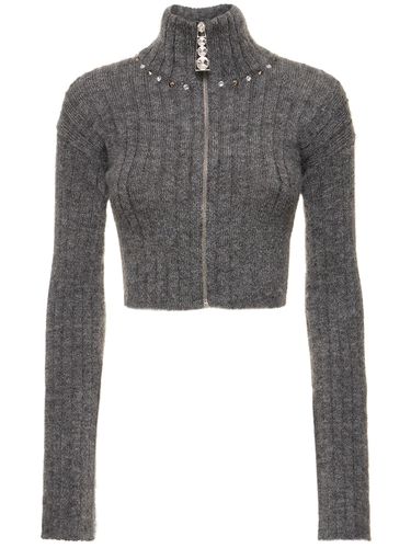 Mohair Blend Knit Crop Cardigan - ALESSANDRA RICH - Modalova