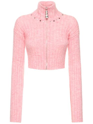 Mohair Blend Knit Crop Cardigan - ALESSANDRA RICH - Modalova