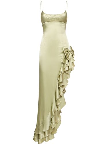 Silk Satin Long Dress W/ Side Ruffle - ALESSANDRA RICH - Modalova