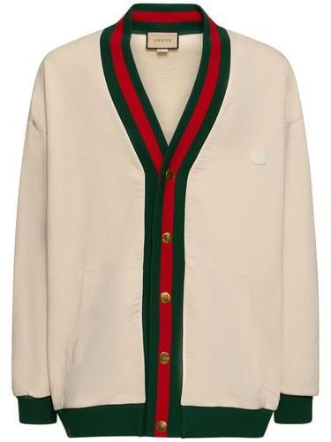 Web Detail Cotton Knit Cardigan - GUCCI - Modalova