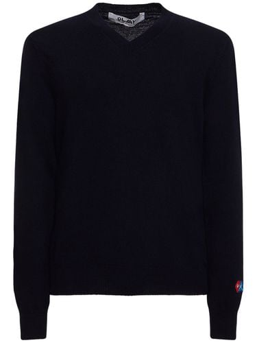 Sleeve Logo Wool V-neck Sweater - COMME DES GARÇONS PLAY - Modalova