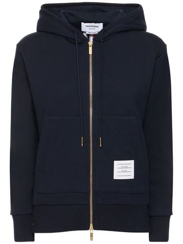 Zip-up Cotton Jersey Sweatshirt Hoodie - THOM BROWNE - Modalova