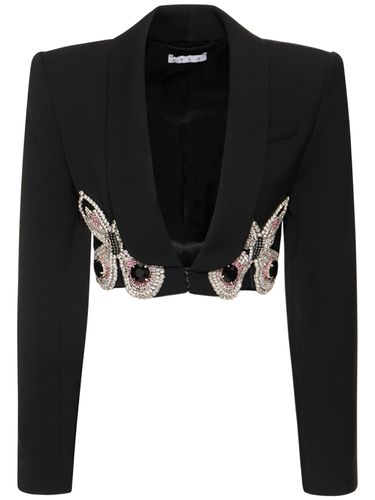 Butterfly Embellished Wool Crop Blazer - AREA - Modalova