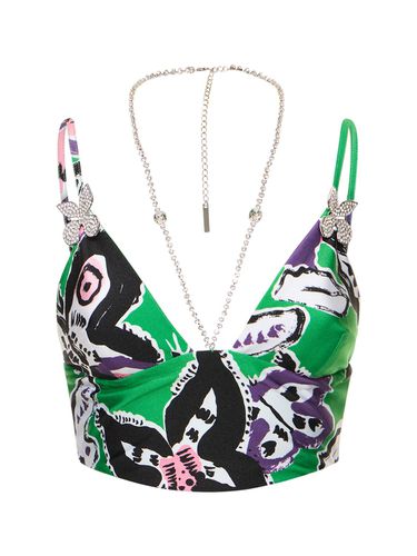 Crop Top Butterfly Stampato - AREA - Modalova