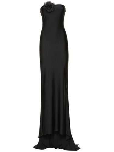 Shiny Jersey Strapless Long Dress - GIUSEPPE DI MORABITO - Modalova