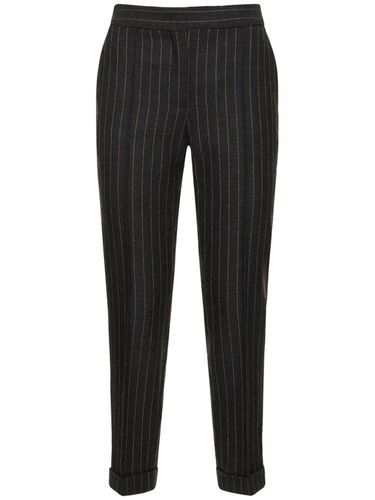 Pinstripe Wool Straight Pants - MOSCHINO - Modalova