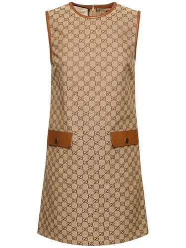 Gg Cotton Blend Canvas Dress - GUCCI - Modalova