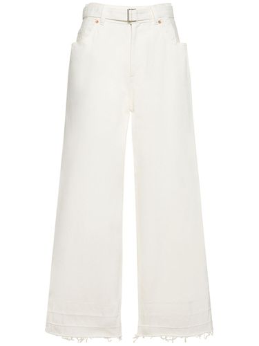 High Rise Belted Denim Wide Jeans - SACAI - Modalova