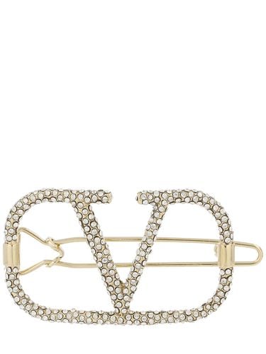 Crystal V Logo Signature Hair Clip - VALENTINO GARAVANI - Modalova