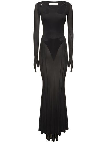 Gloved Sheer Jersey Long Cutout Dress - DION LEE - Modalova