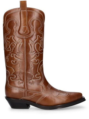 Mm Mid Shaft Embroidered Western Boots - GANNI - Modalova