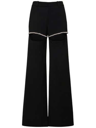 Embellished Wool Wide Pants - AREA - Modalova