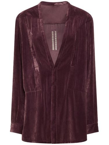 Collarless Velvet V Neck Jacket - RICK OWENS - Modalova