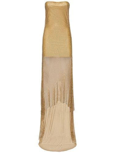 Strapless Embroidered Mesh Long Dress - GIUSEPPE DI MORABITO - Modalova