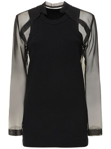 Ribbed Cotton Jersey & Chiffon Top - SACAI - Modalova