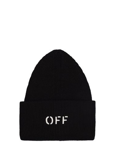 Cappello Beanie In Maglia Di Misto Cotone - OFF-WHITE - Modalova