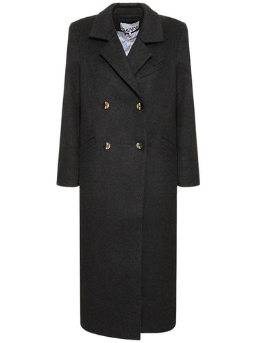 Wool Blend Long Coat - GANNI - Modalova