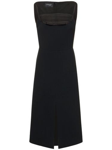 Double Crepe Midi Dress W/ Tulle - GIAMBATTISTA VALLI - Modalova