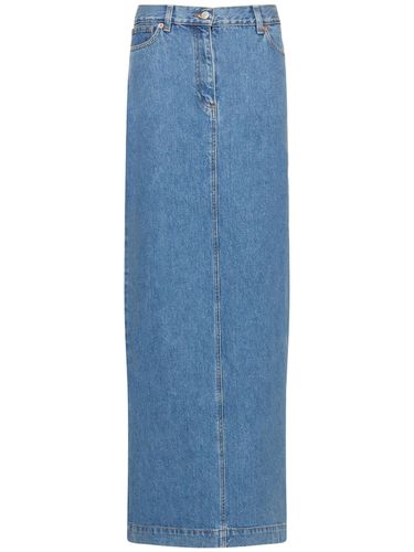 High Rise Cotton Denim Long Skirt - MAGDA BUTRYM - Modalova