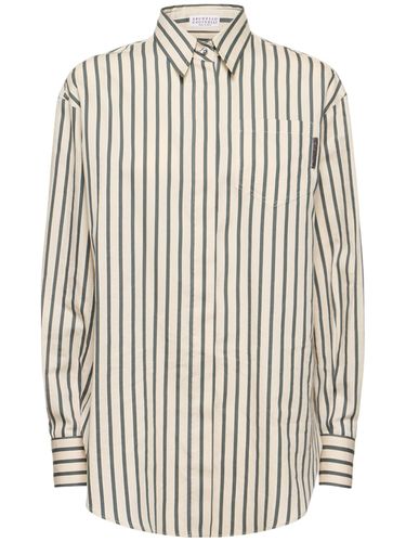 Striped Cotton & Silk Shirt - BRUNELLO CUCINELLI - Modalova