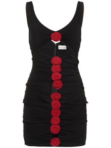 Ruched Jersey Mini Dress W/roses - MAGDA BUTRYM - Modalova