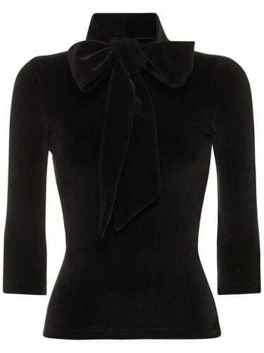 Cotton Velvet Turtleneck W/bow - BALENCIAGA - Modalova