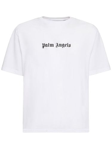 Classic Logo Slim Cotton T-shirt - PALM ANGELS - Modalova