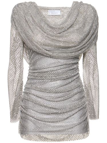 Embroidered Mesh Mini Dress W/hood - GIUSEPPE DI MORABITO - Modalova