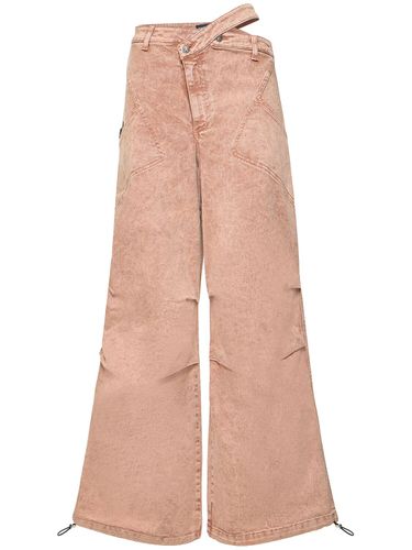 Washed Asymmetric Cotton Denim Pants - ANDREADAMO - Modalova