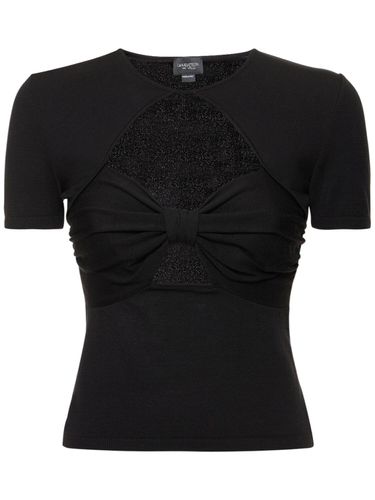 Viscose Jersey Cutout Top W/ Bow - GIAMBATTISTA VALLI - Modalova