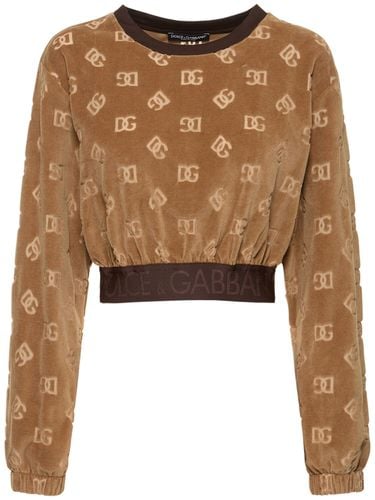 Monogram Chenille Crop Sweatshirt - DOLCE & GABBANA - Modalova