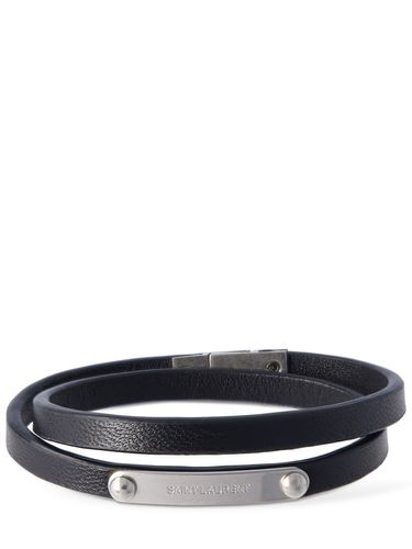 Sl Double Wrap Leather Bracelet - SAINT LAURENT - Modalova