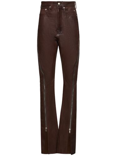 Bolan Banana Flared Leather Pants W/zips - RICK OWENS - Modalova