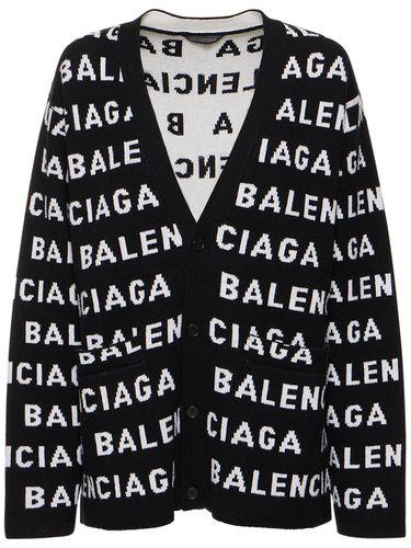 Cardigan Aus Wolle Mit Logointarsie - BALENCIAGA - Modalova