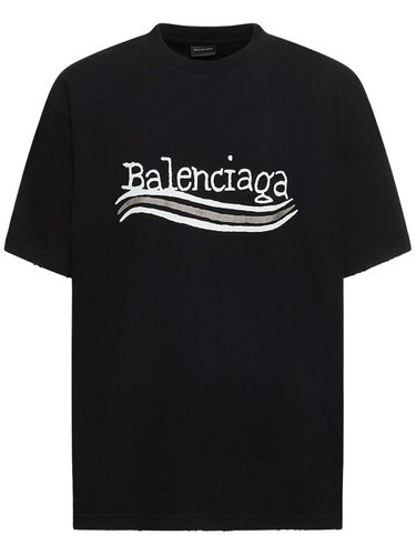 Political Logo Cotton T-shirt - BALENCIAGA - Modalova