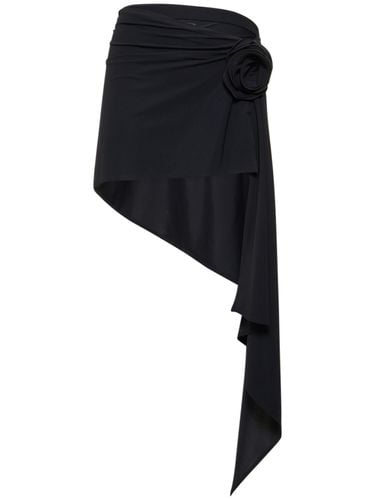 Ruched Jersey Asymmetric Skirt W/ Rose - MAGDA BUTRYM - Modalova