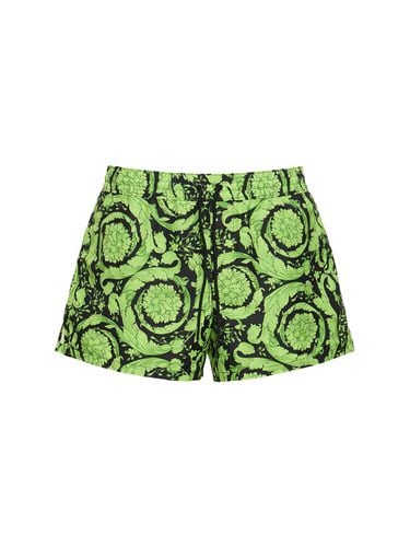 Barocco Printed Nylon Swim Shorts - VERSACE - Modalova