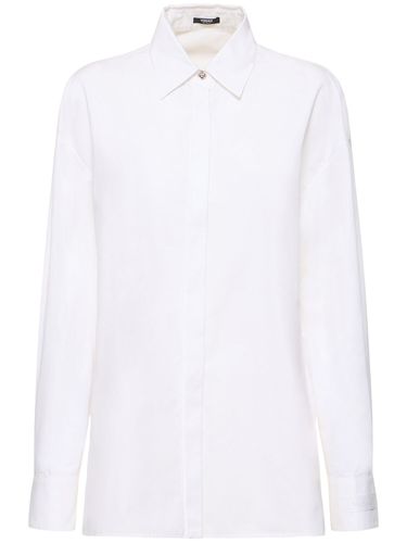 Cotton Poplin Shirt W/ Logo Detail - VERSACE - Modalova