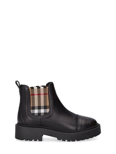 Chelseastiefel Aus Leder Mit Karos - BURBERRY - Modalova