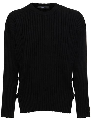 Wool Knit Sweater W/ Buckles - VERSACE - Modalova