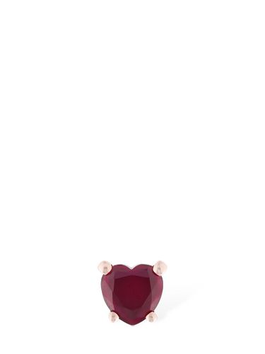 Kt Heart Synthetic Ruby Mono Earring - DODO - Modalova