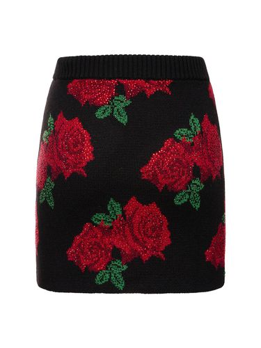 Rose Jacquard Wool Knit Mini Skirt - GIUSEPPE DI MORABITO - Modalova