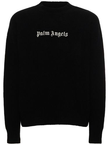 Classic Logo Wool Blend Sweater - PALM ANGELS - Modalova