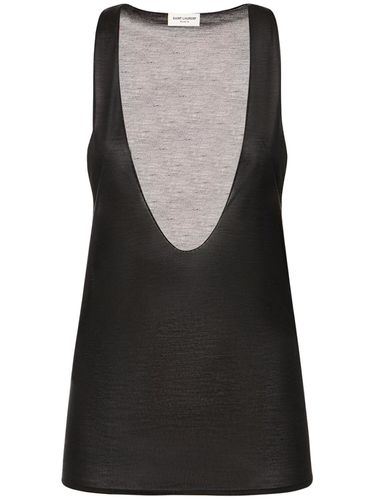 Scoop Neck Silk Tank Top - SAINT LAURENT - Modalova