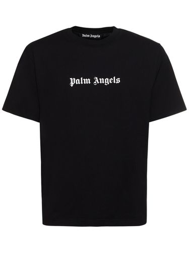 Classic Logo Slim Cotton T-shirt - PALM ANGELS - Modalova